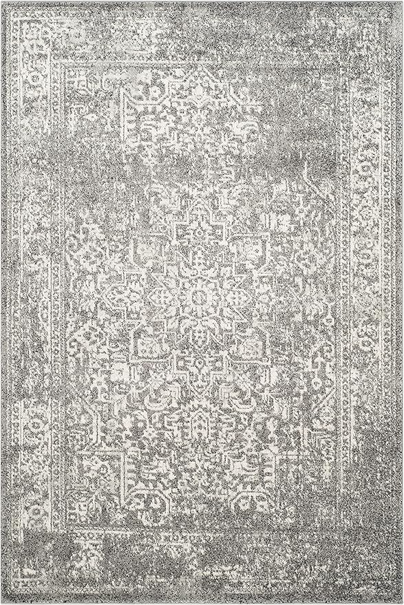 SAFAVIEH Evoke Collection 5'1" x 7'6" Grey/Ivory EVK256D Oriental Distressed Non-Shedding Living Room Bedroom Area Rug
