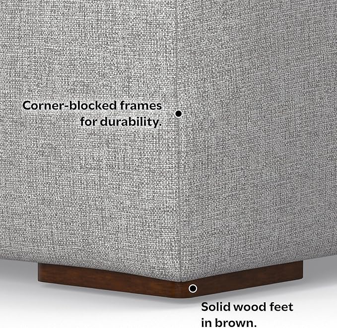 SIMPLIHOME Rex Corner Sectional Modular Sofa in 100% Recycled Polyester Tightly Woven Performance Fabric, Pale Grey, 116-inches Wide, Handcrafted Modern-Style L-Shaped Couch for Living Room