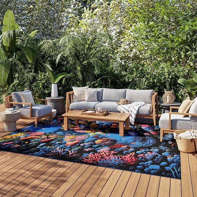 Nourison Home Color Splash Multicolor 7'10" x 9'10" Area Rug - Easy Clean, Non Shedding, Bed Room, Living Room, Dining Room, Kitchen (8' x 10')