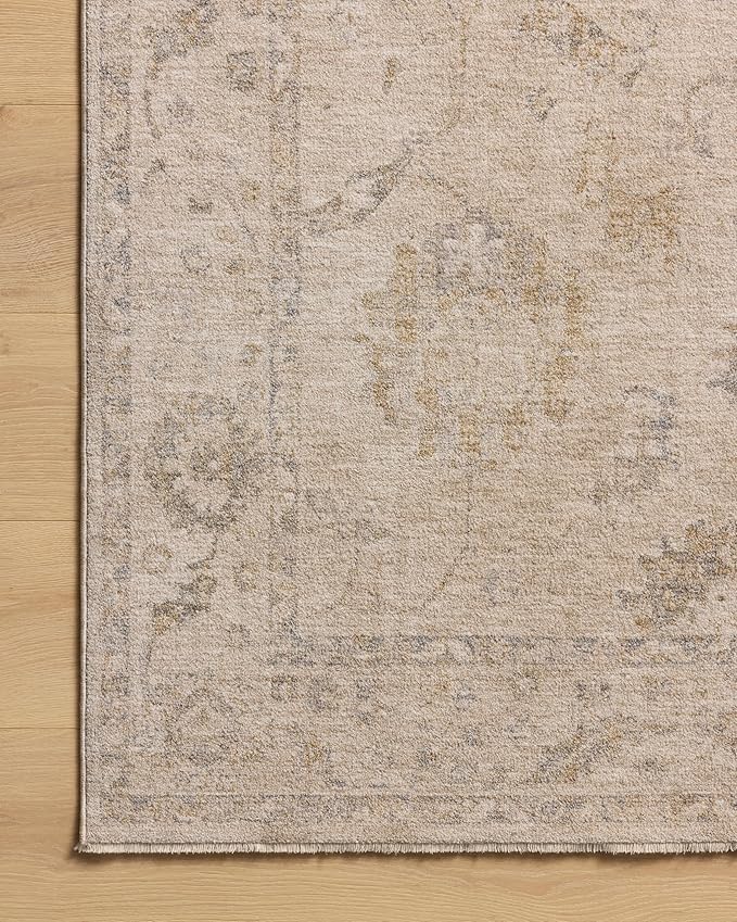 Loloi Chris Loves Julia Louisa Collection LOI-02 Oatmeal/Slate 9'-6" x 13'-1", .38" Pile Height, Area Rug