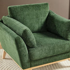 VANOMi Large-Sized Accent Chair, Thick Cushion Bedroom Reading Chair, Comfortable Living Room Single Sofa, Chenille Olive
