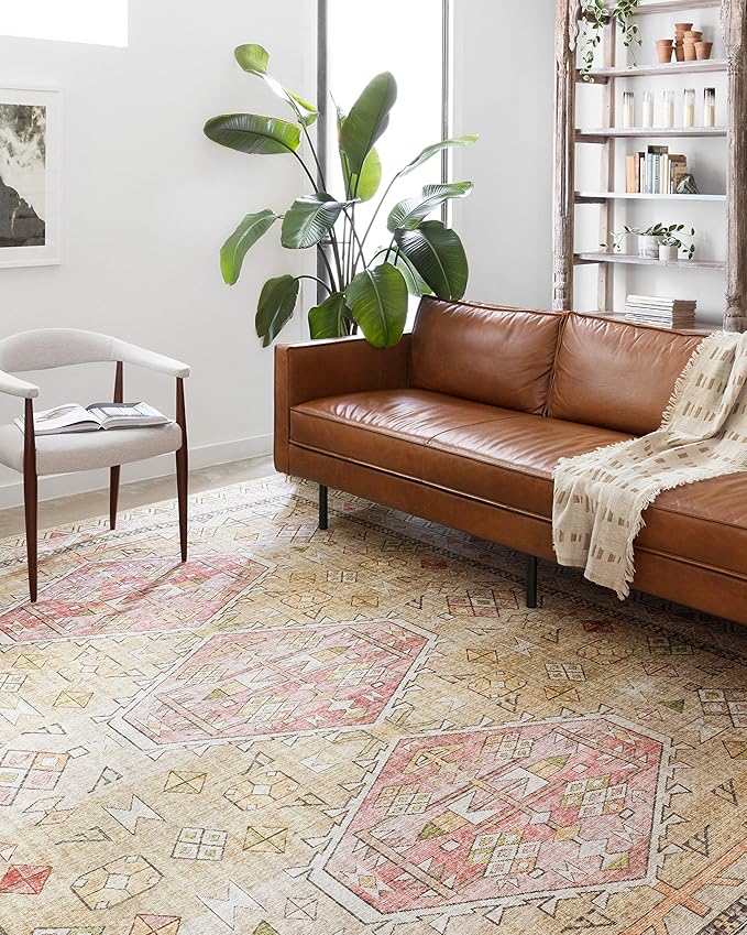 Loloi Skye Collection SKY-04 Gold/Blush 2'-0" x 5'-0" Accent Rug