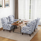 Accent Chair, Upholstered High Back Floral Armchair with Nailhead Trim & Wood Legs, Comfy Wingback Reading Single Sofa Chair for Small Spaces, Living Room, Bedroom ( Navy Blue Floral, Set of 1)
