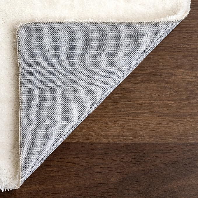 nuLOOM 4' x 6' Cozy Plush Area Rug, Machine Washable, Non-Slip, Soft Fluffy Shag Carpet for Living Room Bedroom Kids Room Nursery Home Decor, Loni White