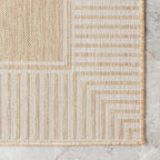 nuLOOM 6' 7" x 9' Outdoor/Indoor Asha Area Rug, Tan, Casual Design with Striped Border, Stain Resistant, Highly Durable, for Patio, Balcony, Bedroom, Living Room, Dining Room, Bathroom