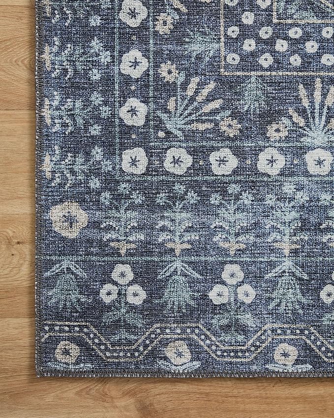 Loloi Rifle Paper Co. Maison Collection MAO-03 Rosette Blue 2'-3" x 3'-9", .19" Pile Height, Accent Rug