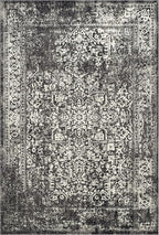 SAFAVIEH Evoke Collection Area Rug - 5'3" x 7'6", Black & Grey, Distressed Design, Non-Shedding & Easy to Clean, Ideal for Living Room, Bedroom, Dining Space (EVK256R)
