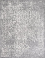 SAFAVIEH Area Rug 12x18 - Evoke Collection - Large - Silver & Ivory, Distressed Design, Non-Shedding & Easy to Clean, Ideal for Living Room, Bedroom, Dining Space (EVK256S)