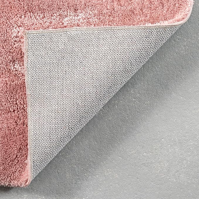 nuLOOM 4' Square Cozy Plush Area Rug, Machine Washable, Non-Slip, Soft Fluffy Shag Carpet for Living Room Bedroom Kids Room Nursery Home Decor, Loni Pink