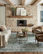Loloi Magnolia Home by Joanna Gaines Banks Collection BAN-03 Blue/Lagoon 2'-0" x 5'-0" .13" Pile Height, Machine Washable, Accent Rug