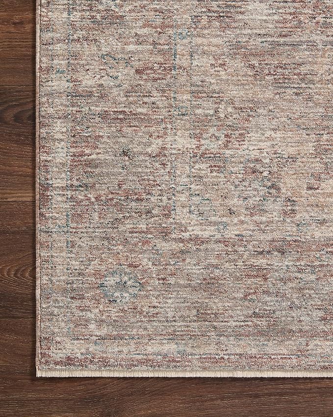 Loloi Magnolia Home by Joanna Gaines Millie Collection MIE-04 Brick/Fog 7'-10" x 7'-10", .25" Pile Height, Round Area Rug