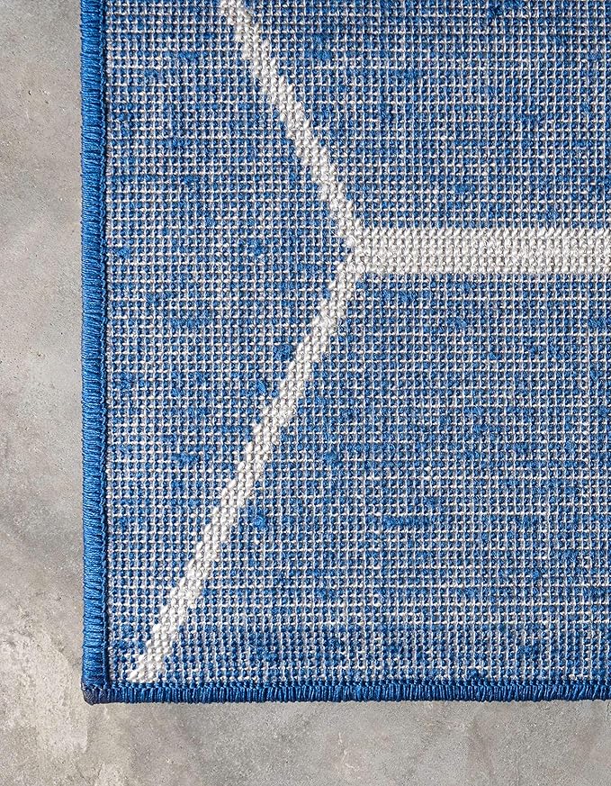 Unique Loom Trellis Frieze Collection Area Rug - Geometric (7' 1" x 10', Navy Blue/ Ivory)