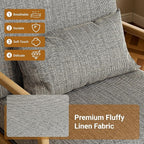 Claiks Mid-Century Modern Accent Chair, Living Room Armchair with Solid Wood Frame & Lumbar Pillow, Comfy Upholstered Lounge Chair for Bedroom, Office, Linen-Like Fabric, Dark Gray