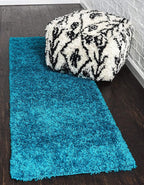 Unique Loom Solid Shag Collection Area Rug (2' 7" x 10' Runner Turquoise)