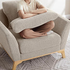 VANOMi Large-Sized Accent Chair, Thick Cushion Bedroom Reading Chair, Comfortable Living Room Single Sofa， Boucle Camel