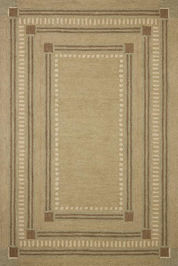 Loloi Chris Loves Julia Alfie Collection ALF-04 Green/Natural 8'-6" x 11'-6" Area Rug Wool Neutral Living Bedroom Dining Carpet