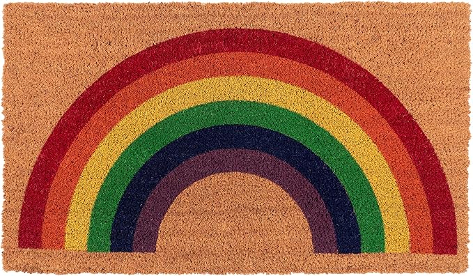 KAF Home New Coir Doormat, Heavy-Duty, Weather Resistant, Non-Slip PVC Backing, Indoor and Outdoor Use, Rainbow