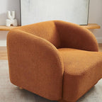 VANOMi Oversized Living Room Chair, Modern Comfy Accent Barrel Chairs, Single Sofa Chair with Wood Legs, Upholstered Armchair for Bedroom, Office, Waiting Room (Curry)