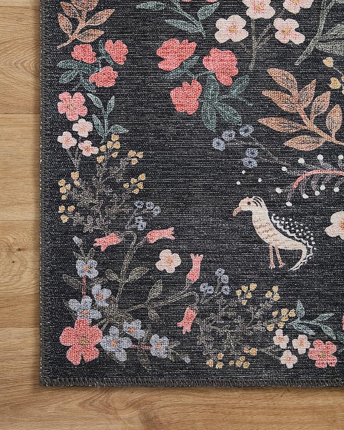 Loloi Rifle Paper Co. Maison Collection MAO-04 Tuileries Black 7'-6" x 9'-6", .19" Pile Height, Area Rug