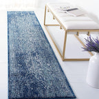 SAFAVIEH Evoke Collection Runner Rug - 2'2" x 9', Navy & Ivory, Distressed Design, Non-Shedding & Easy to Clean, Ideal for Foyer, Bedroom, Kitchen, Hallway (EVK256A)