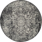 SAFAVIEH Evoke Collection Area Rug - 3' Round, Black & Grey, Distressed Design, Non-Shedding & Easy to Clean, Ideal for Foyer, Bedroom, Accent Space (EVK256R)
