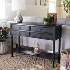 Safavieh Home Collection Haines Black 4-Drawer Bottom Shelf Console Table