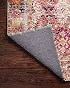 Loloi Layla Collection LAY-15 Magenta/Multi 2'-6" x 7'-6" .13" Thick Runner Rug, Soft, Durable, Vintage Inspired, Distressed, Low Pile, Non-Shedding, Easy Clean, Printed, Living Room Rug