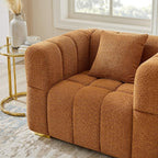 VANOMi Sofa and Chair Set, Modern Deep Seat Couch & Boucle Sofa Chairs, Oversized Upholstered Couch Sets for Living Room, Bedroom, Office, Apartment, Curry (2 Pieces)