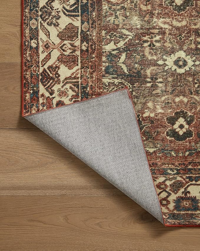Loloi Magnolia Home by Joanna Gaines Banks Collection BAN-04 Brick/Ivory 8'-6" x 11'-6", .13" Pile Height, Machine Washable, Area Rug