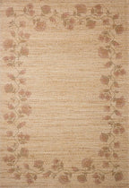 Loloi Chris Loves Julia Rue Collection RUE-05 Natural/Multi 7'-6" x 9'-6" Area Rug Jute Neutral Floral Living Room Bedroom Rug