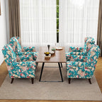 Accent Chair, Upholstered High Back Floral Armchair with Nailhead Trim & Wood Legs, Comfy Wingback Reading Single Sofa Chair for Small Spaces, Living Room, Bedroom ( Peacock Blue Floral, Set of 1)