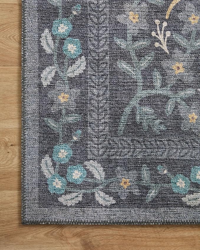 Loloi Rifle Paper Co. Maison Collection MAO-01 Nightingale Black 5'-0" x 7'-6", .19" Pile Height, Area Rug
