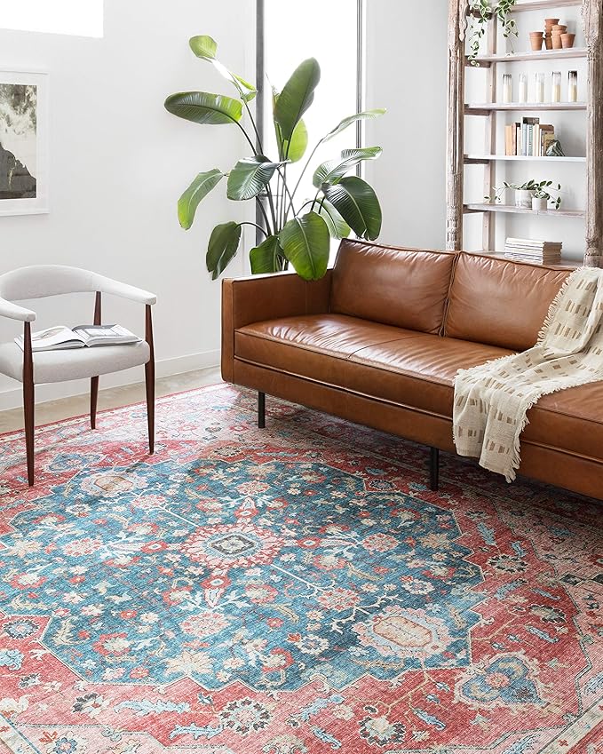 Loloi Skye Collection SKY-05 Brick/Ocean 6'-0" x 6'-0" Round Area Rug