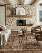Loloi Magnolia Home by Joanna Gaines Banks Collection BAN-04 Brick/Ivory 2'-0" x 5'-0" .13" Pile Height, Machine Washable, Accent Rug