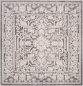 SAFAVIEH Reflection Collection Area Rug - 6'7" Square, Dark Grey & Cream, Non-Shedding & Easy Cleaning, Ideal for Living Room, Bedroom (RFT665B)