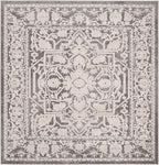 SAFAVIEH Reflection Collection Area Rug - 6'7" Square, Dark Grey & Cream, Non-Shedding & Easy Cleaning, Ideal for Living Room, Bedroom (RFT665B)