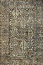 Loloi Magnolia Home by Joanna Gaines Banks Collection BAN-05 Spice/Blue 3'-6" x 5'-6" .13" Pile Height, Machine Washable, Accent Rug