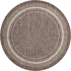 Unique Loom Outdoor Border Collection Area Rug - Soft Border (5' 3" Round Brown/Ivory)