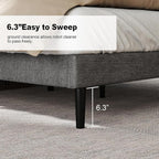 Queen Size Bed Frame with Fabric Upholstered Headboard, Platform Bed with Wooden Slats Support, Fully Mattress Foundation, Box Spring Optional, Easy Assembly