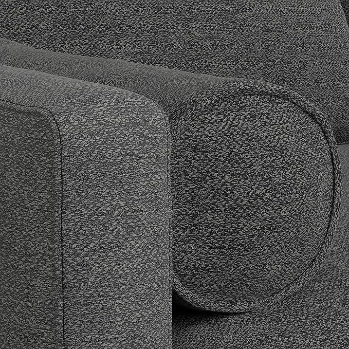 SIMPLIHOME Morrison Mid-Century Modern 89 inch Wide Sofa with Ottoman Set in Charcoal Grey Tightly Woven Performance Fabric for the Living Room and Family Room