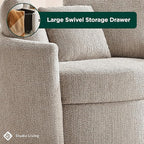 Studio Living® Beckett 48" Storage Chair, Modern Farmhouse, Pocket Coil Comfort, Easy Assembly, Chenille Fabric, Taupe