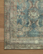 Loloi Magnolia Home by Joanna Gaines Banks Collection BAN-01 Ocean/Spice 3'-6" x 5'-6" .13" Pile Height, Machine Washable, Accent Rug