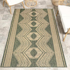 nuLOOM 6' 7" x 9' Outdoor Tribal Geometric Area Rug, Stain Resistant, Weather Resistant, High Traffic, Patio, Balcony, Outside, Ranya Green