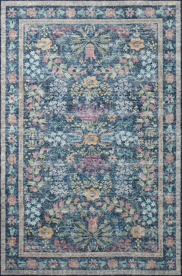 Loloi Rifle Paper Co. Maison Collection MAO-06 Blue/Multi 7'-6" x 9'-6", .19" Pile Height, Area Rug