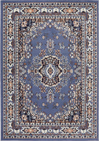 Home Dynamix Premium Sakarya Traditional Medallion Border Area Rug, Country Blue, 5'2"x7'4" Rectangle