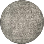 SAFAVIEH Evoke Collection Area Rug - 5'3" Round, Silver & Ivory, Distressed Design, Non-Shedding & Easy to Clean, Ideal for Living Room, Bedroom, Dining Space (EVK256S)