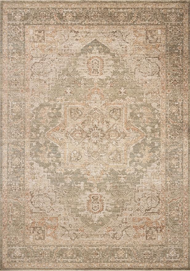 Loloi Chris Loves Julia Palma Collection PLM-08 Olive/Spice 2'-7" x 10'-0" Fringe Runner Rug Vintage Style Boho Living Room Bedroom Carpet