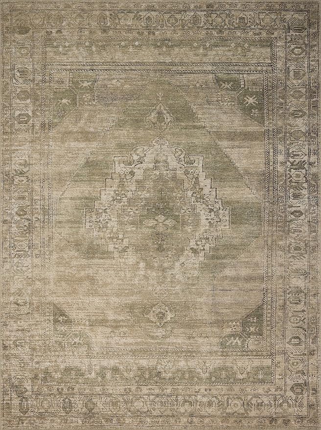 Loloi Amber Lewis Cambria Collection CBR-03 Sand/Olive 2'-6" x 12'-0" Runner Rug Jute, Neutral, Vintage Style, Antique Tone, Living, Bedroom, Dining, Carpet