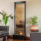 Alpine Corporation | 72"H Indoor/Outdoor Mirror Waterfall Floor Fountain — LED Lights & River Stones — Elegant Bronze Finish for Home, Office, Patio & Entryway Décor