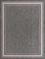 Unique Loom Outdoor Border Collection Area Rug - Soft Border (10' x 13' Rectangle, Black/ Ivory)